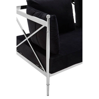 2 Seater Sofa With Silver Lattice Arms, Novo