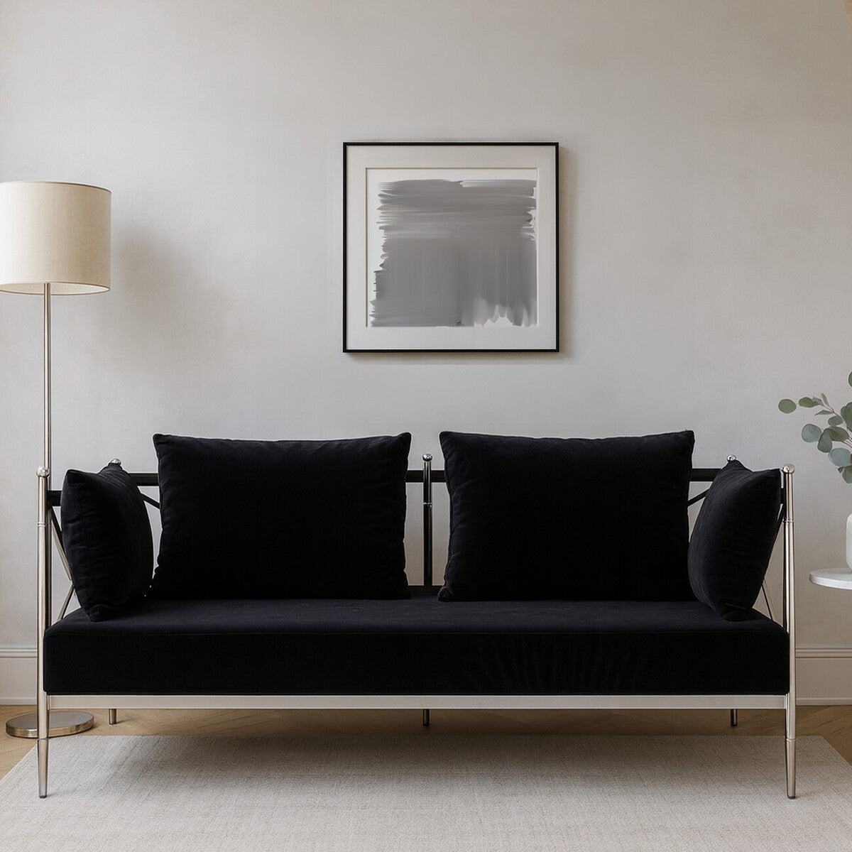 2 Seater Sofa With Silver Lattice Arms, Novo