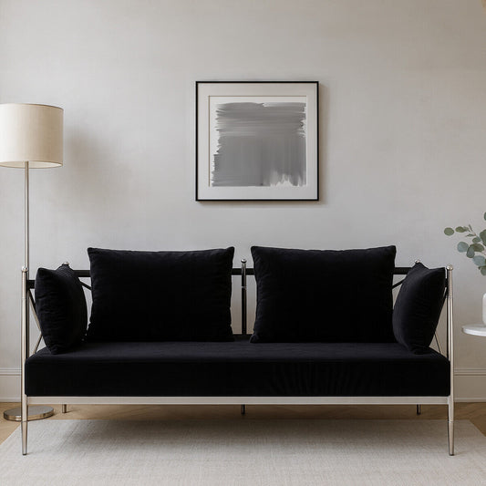 2 Seater Sofa With Silver Lattice Arms, Novo