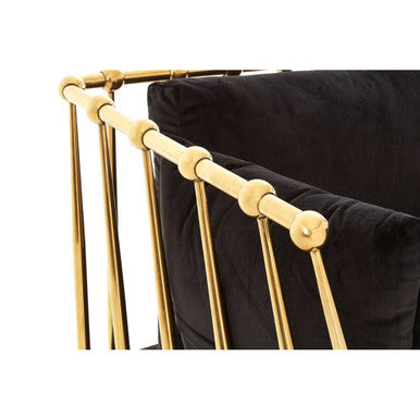 2 Seater Gold Finish Tapered Arms Sofa, Novo