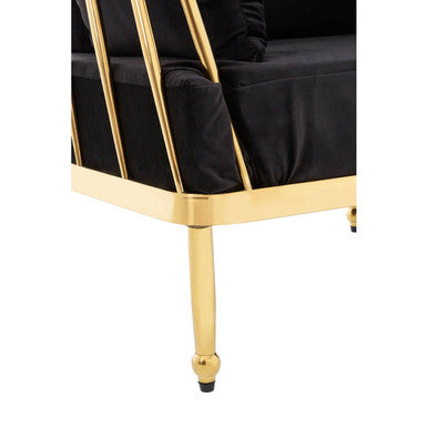 3 Seater Gold Finish Tapered Arms Sofa, Novo