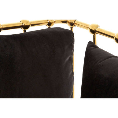 3 Seater Gold Finish Tapered Arms Sofa, Novo