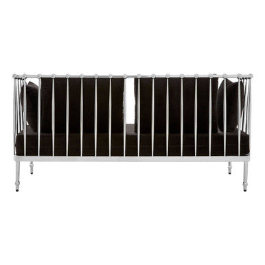 2 Seater Silver Finish Tapered Arms Sofa, Novo