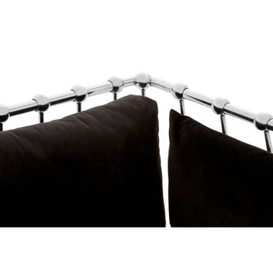 3 Seater Silver Finish Tapered Arms Sofa | Novo