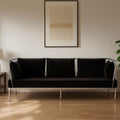 3 Seater Silver Finish Tapered Arms Sofa | Novo