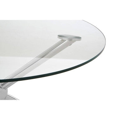 Round Silver Coffee Table with Tempered Glass Top, Novo
