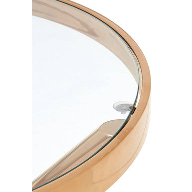 Round Rose Gold Side Table with Tempered Glass Top, Novo