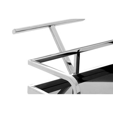 Novo Black Glass and Silver Frame 2 Tier Trolley