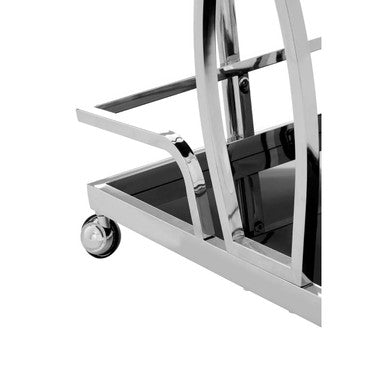 Novo Black Glass and Silver Frame 2 Tier Trolley