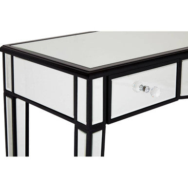 Mirrored White Wooden 3-Drawer Console Table with Black Trim Frame, Graciela
