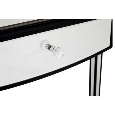 Mirrored White Wooden 3-Drawer Console Table with Black Trim Frame, Graciela