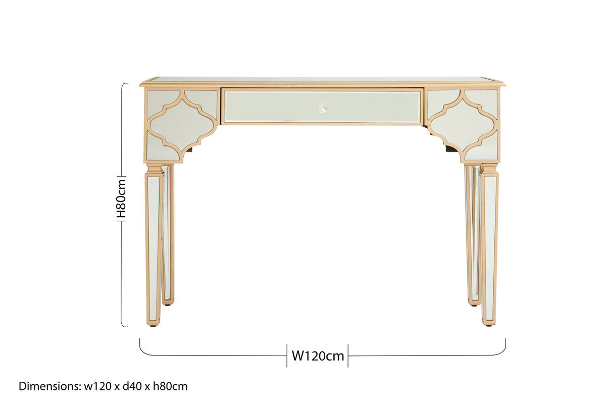 Mirrored Glass Console Table with Gold Finish, Grazia