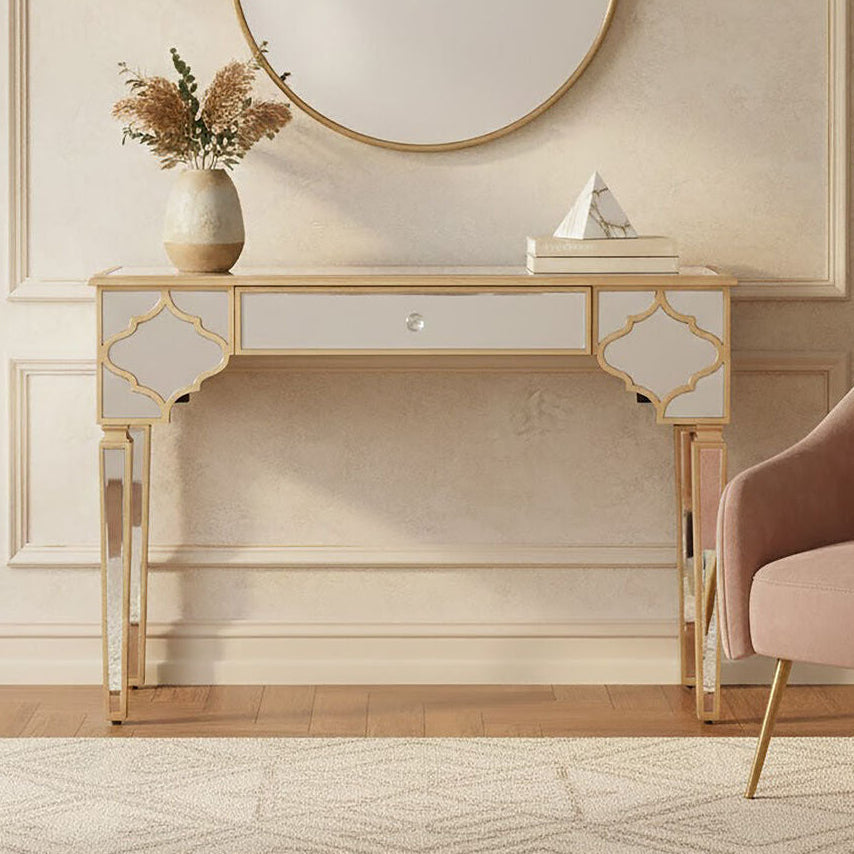 Mirrored Glass Console Table with Gold Finish, Grazia