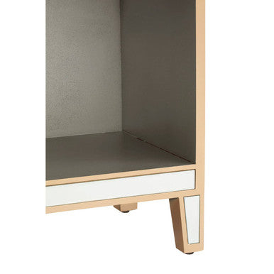 Mirrored Glass Side Table with Arabesque Detail in Gold Finish, Grazia