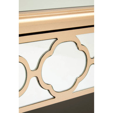 Mirrored Glass Side Table with Arabesque Detail in Gold Finish, Grazia