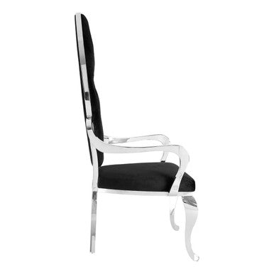 Novara Silver Velvet Chair with Button Tufting
