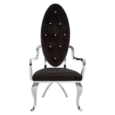 Novara Silver Velvet Chair with Button Tufting