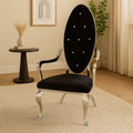 Novara Silver Velvet Chair with Button Tufting