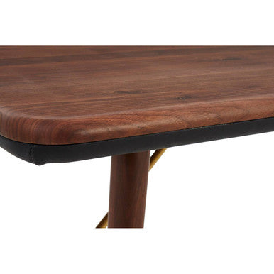 Brown Walnut Wood Dining Table with Brass Accents, Kenso