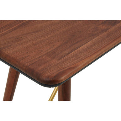 Walnut Wood Console Table with Leather Trim, Kenso