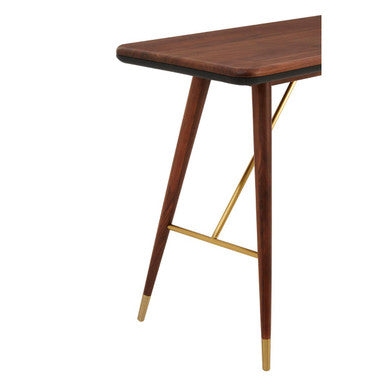 Walnut Wood Console Table with Leather Trim, Kenso