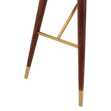 Walnut Wood Console Table with Leather Trim, Kenso
