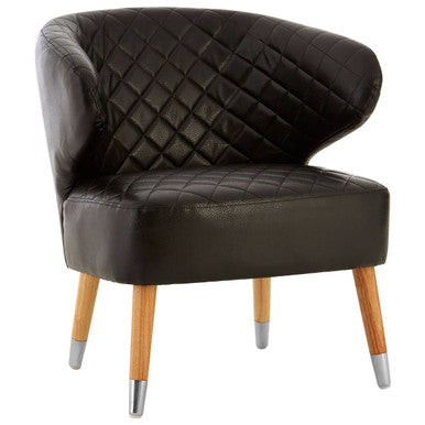 Richy Black Leather Effect Accent Chair with Wingback Design