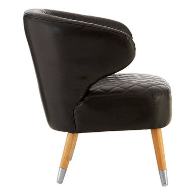 Richy Black Leather Effect Accent Chair with Wingback Design