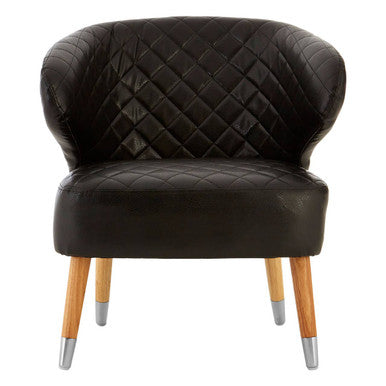 Richy Black Leather Effect Accent Chair with Wingback Design