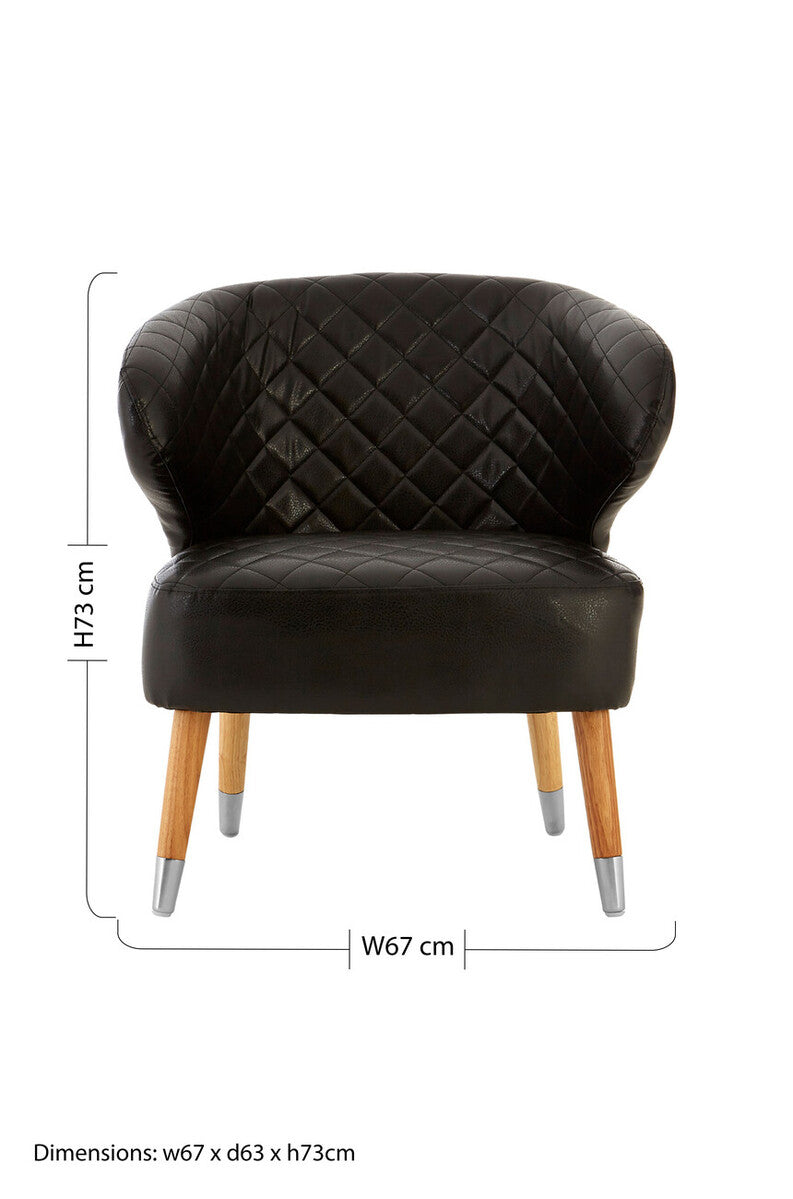 Richy Black Leather Effect Accent Chair with Wingback Design