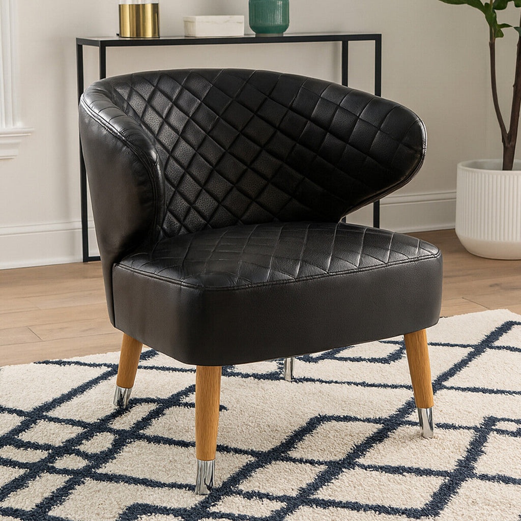 Richy Black Leather Effect Accent Chair with Wingback Design