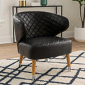 Richy Black Leather Effect Accent Chair with Wingback Design