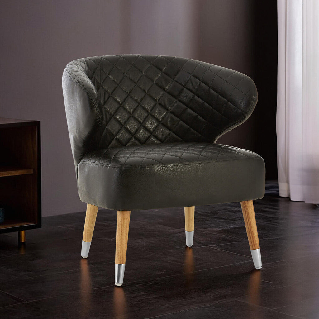 Richy Black Leather Effect Accent Chair with Wingback Design