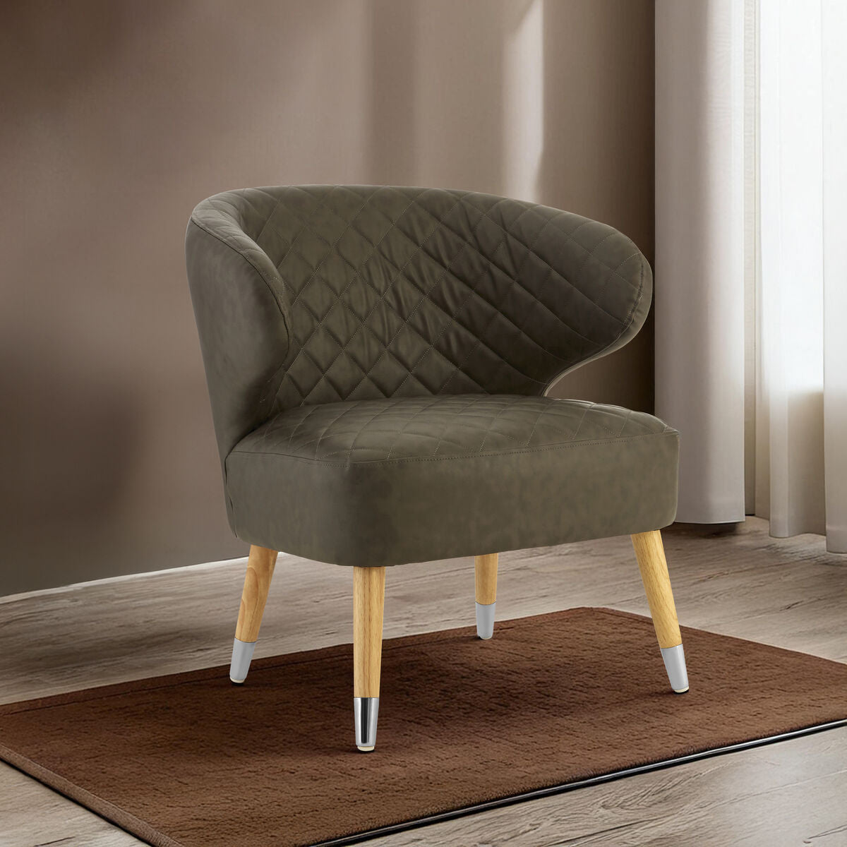 Richy Brown Leather Effect Accent Chair with Wingback Design