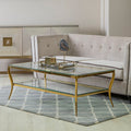 Two-Tier Coffee Table with Clear Tempered Glass Top and Gold Finish Stainless Steel Frame | Arezzo