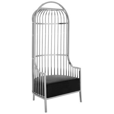 Eliza Silver Metal Dome Cage Chair with Cushion