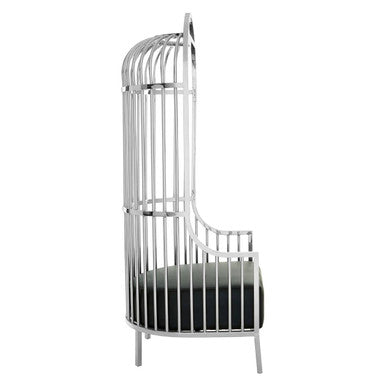 Eliza Silver Metal Dome Cage Chair with Cushion