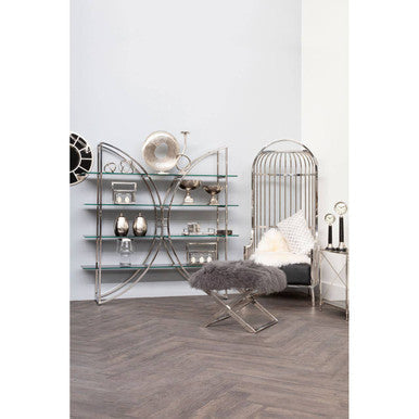 Eliza Silver Metal Dome Cage Chair with Cushion