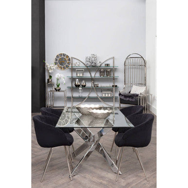 Eliza Silver Metal Dome Cage Chair with Cushion