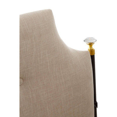 Monroe White Linen High Back Chair with Black Metal Frame