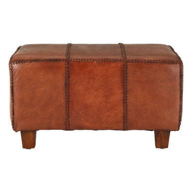 Inca Antique Brown Genuine Leather Bench with Wood Frame