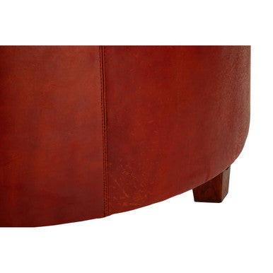Inca Antique Brown Genuine Leather Stool with Button Tufting