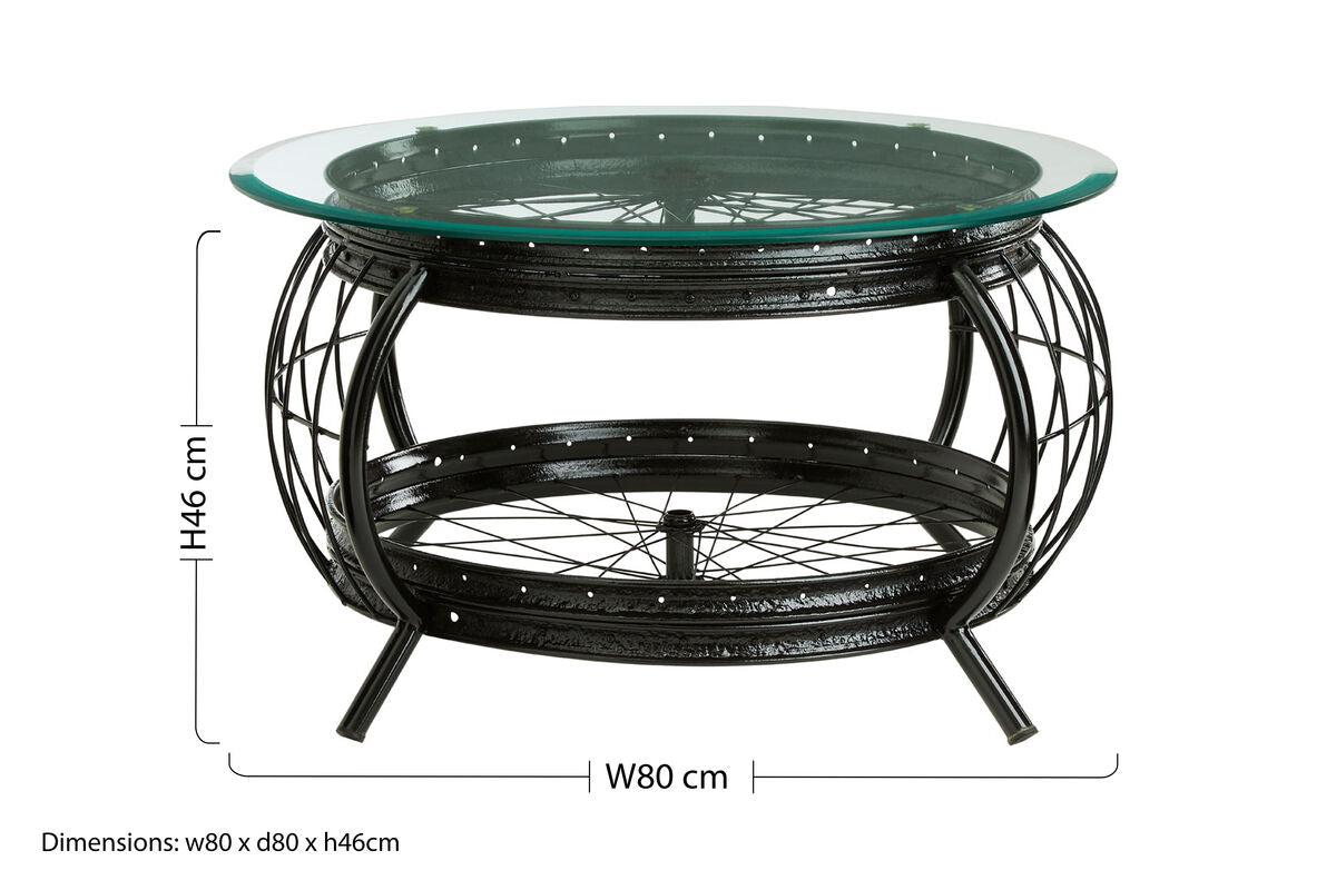 Clear Glass Top Coffee Table with Black Finish Bamboo and Iron Frame, Mantis