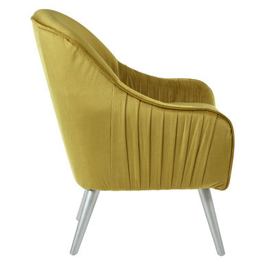 Louxor Mustard Velvet Armchair with Silver Finish Wood Legs
