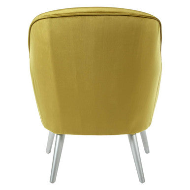 Louxor Mustard Velvet Armchair with Silver Finish Wood Legs