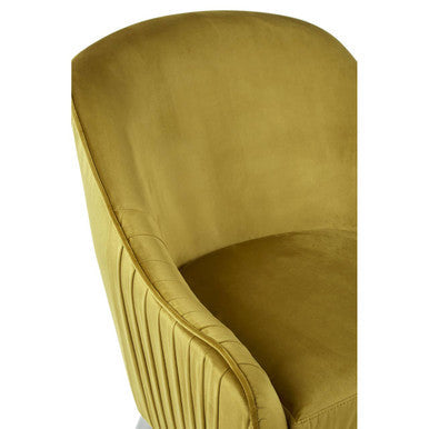 Louxor Mustard Velvet Armchair with Silver Finish Wood Legs