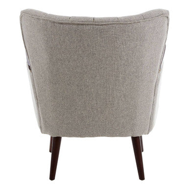 Hampstead Taupe Fabric Armchair with Walnut Wood Accents