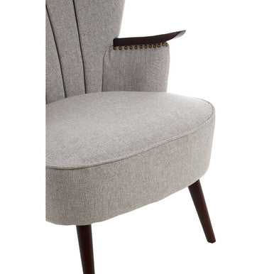 Hampstead Taupe Fabric Armchair with Walnut Wood Accents
