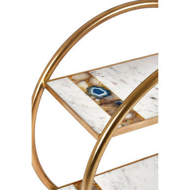 Vizzini White Marble and Agate 2 Tier Drinks Trolley
