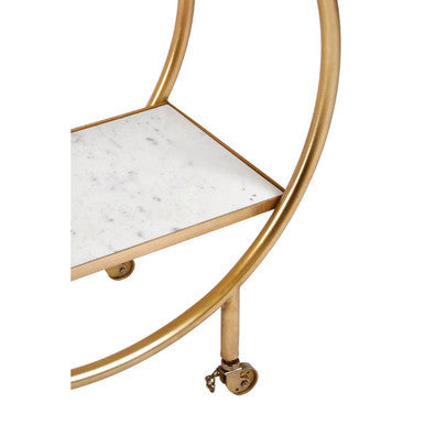 Vizzini White Marble and Agate 2 Tier Drinks Trolley